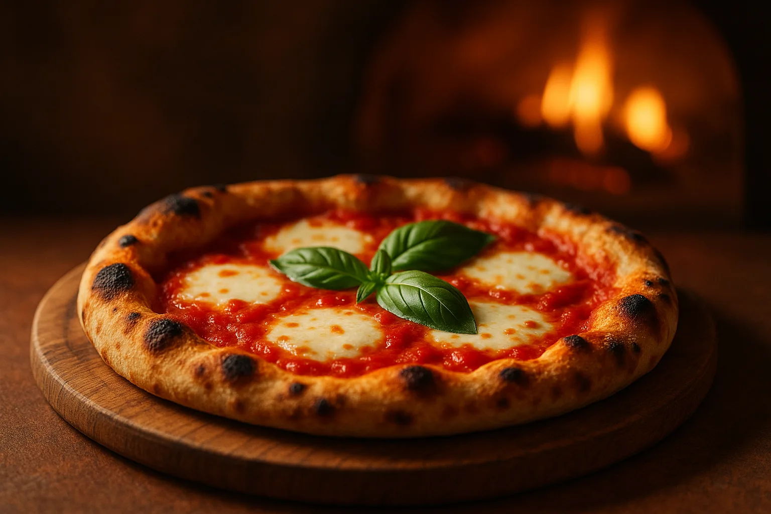 Pizza margherita napoletana appena sfornata